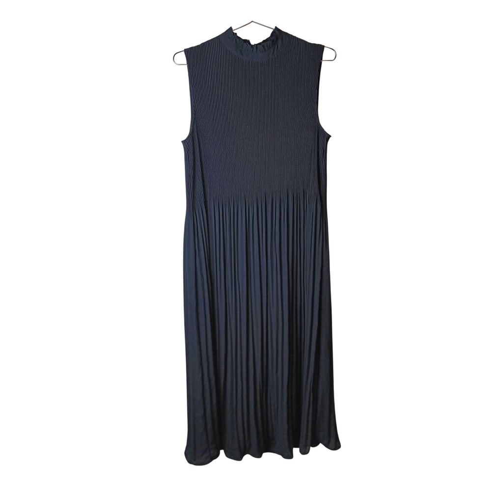 New with Tags Chico’s Black Label Pleated High Neck Dress Size 12 Black Modest - Picture 2 of 15
